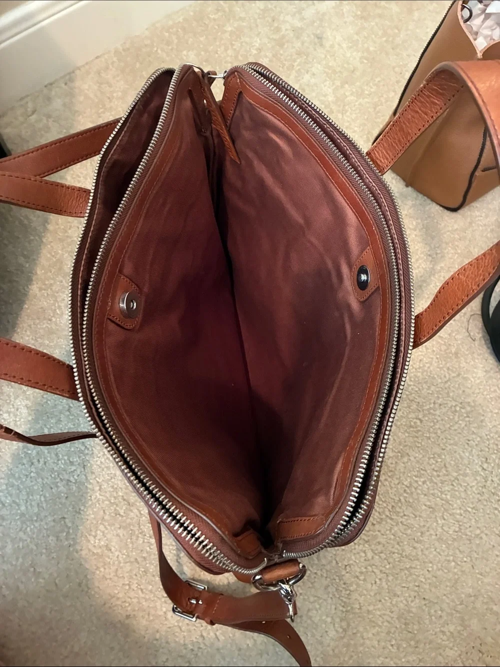 Fossil Cognac Leather Laptop Bag